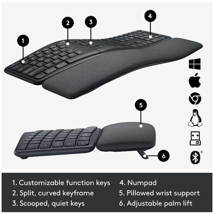 Tastatura Logitech Ergo K860 US, Graphite