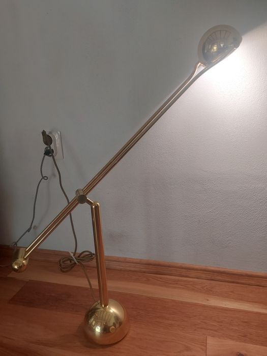 Lampa telescopica de birou vintage Hustadt Leuchten anii 1970 aurie
