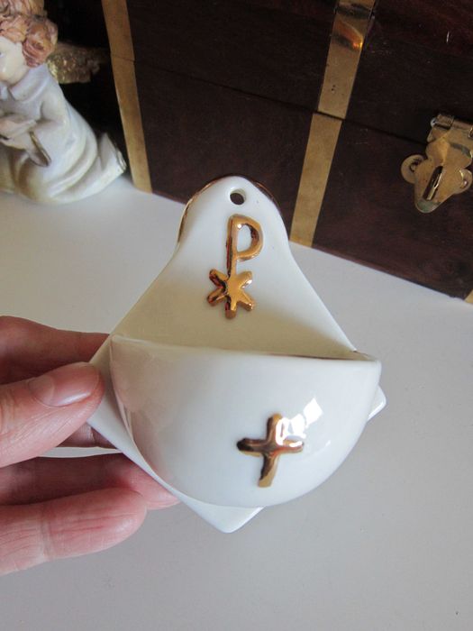 cadou rar Monograma lui Isus Holy Water pt apa sfintita Goebel Germany