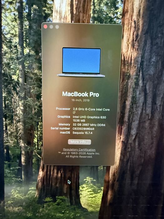 Macbook Pro 16 touchbar i7 32GB RAM 500GB SSD