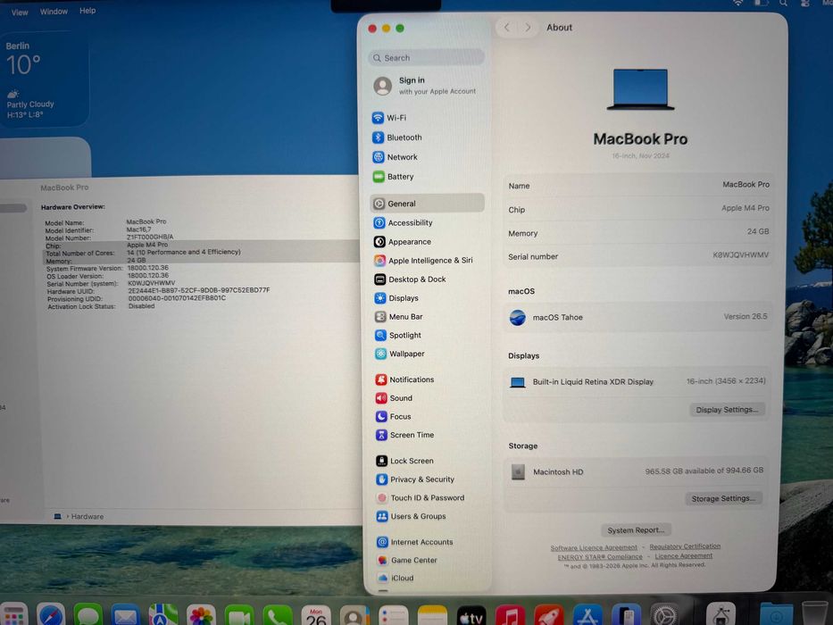 MacBook Pro 16" M4 PRO Chip 14-CPU/20-GPU/24GB RAM/1TB SSD