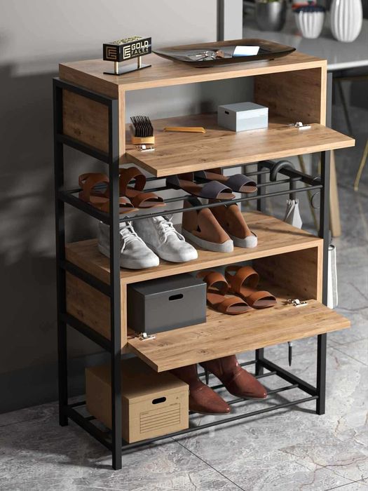 Шкаф за обувки с 4 рафта и 2 врати/ Етажерка за обувки/ Рафт за обувки