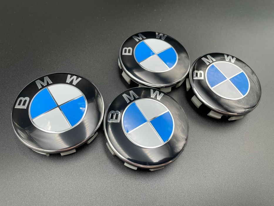 Set 4 capace embleme roti janta aliaj 68mm compatibil BMW albastru / alb /  negru