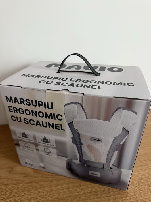 Marsupiu Mavio ergonomic NOU, cu șezut detașabil, 0-14,9 kg, 0-3 ani