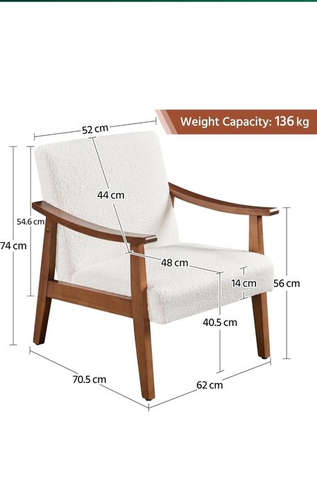 Ретро фотьойл с гумени дървени крака, удобна седалка/облегалка за хол,