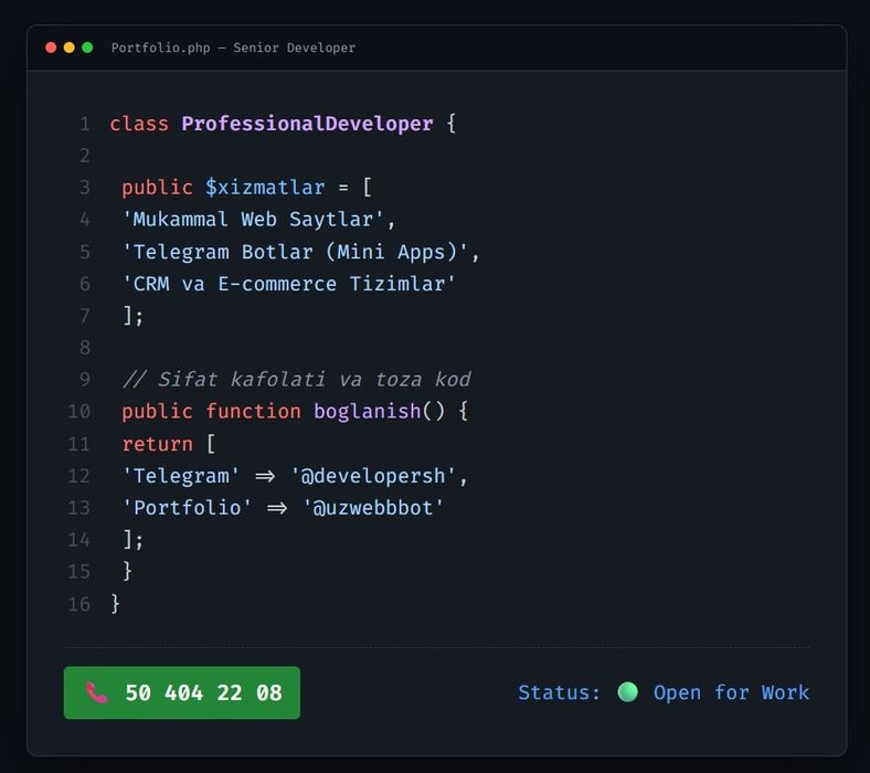 Web-Sayt va Telegram Botlar | Sifatli, Tez va Hamyonbop