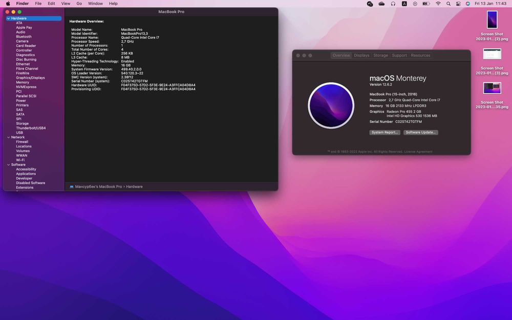 Macbook pro 16 (2016, ram 16GB, 512GB)