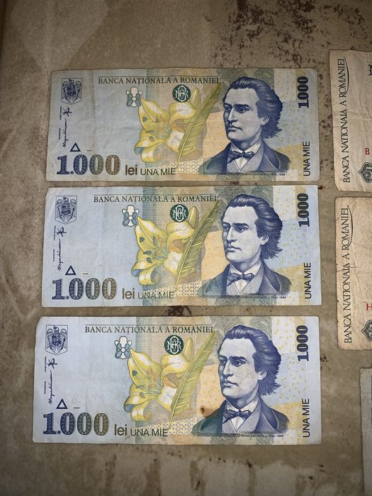 Bancnote românești vechi 1998 Brâncuși 500 lei Eminescu 1000 lei