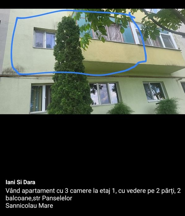 Apartament de vanzare 3 camere sannicolau mare ,etaj 1 , strada panselelor nr1