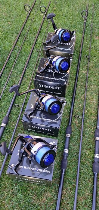 Set Pescuit La Crap, 4 Lansete 3,90m,4 Mulinete 10.000,Rod Pod,Senzori