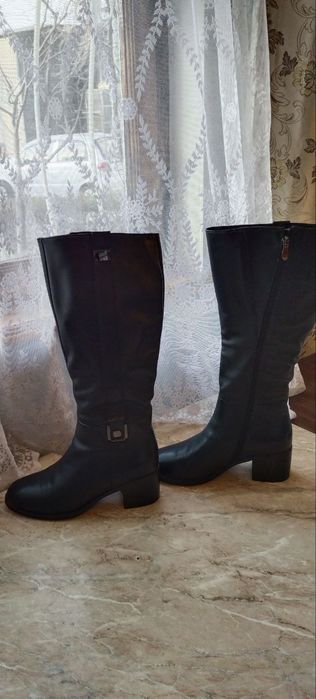 Кожанные утепленные сапоги