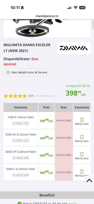 Mulineta Daiwa Exceler LT 2500, IMPECABILĂ