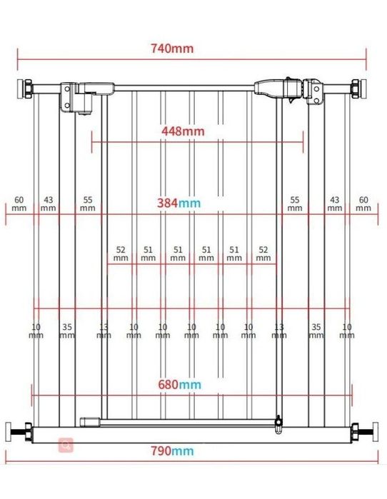Poarta siguranta, Qmini, Thor, 74 – 109.4 cm, Inchidere automata