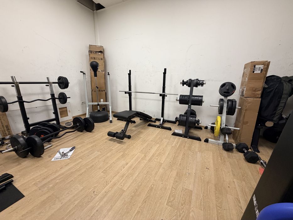 Set banca+Suport haltera pt. Piept si geno reglabile cu bara sau fara