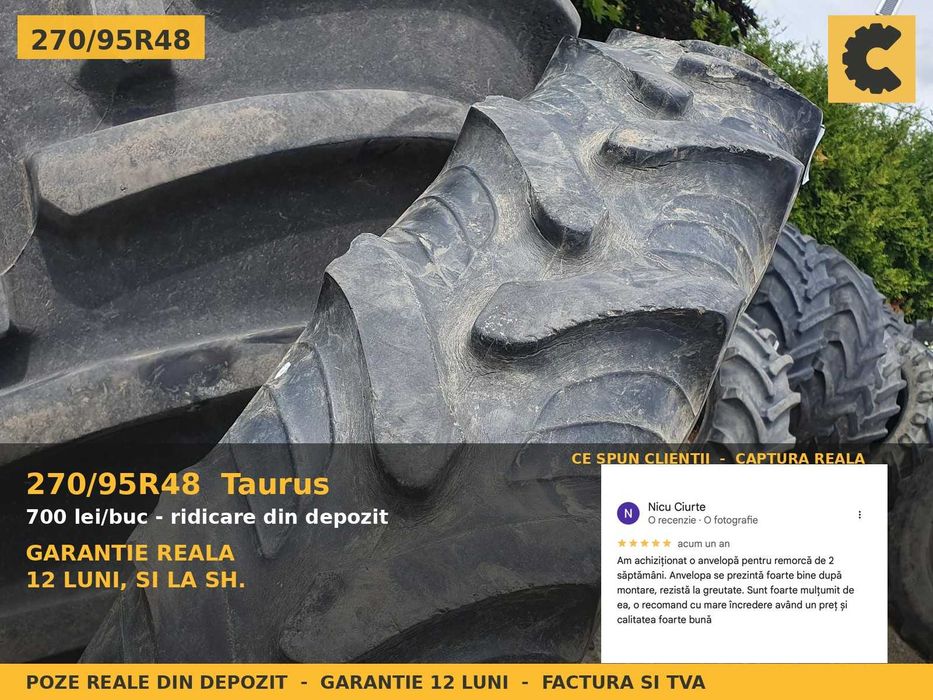 Cauciucuri 270/95R48 11.2R48 11.2-48 27095R48 Taurus ANVELOPE Tractor Prasit Erbicidat Inguste SH GARANTIE Factura