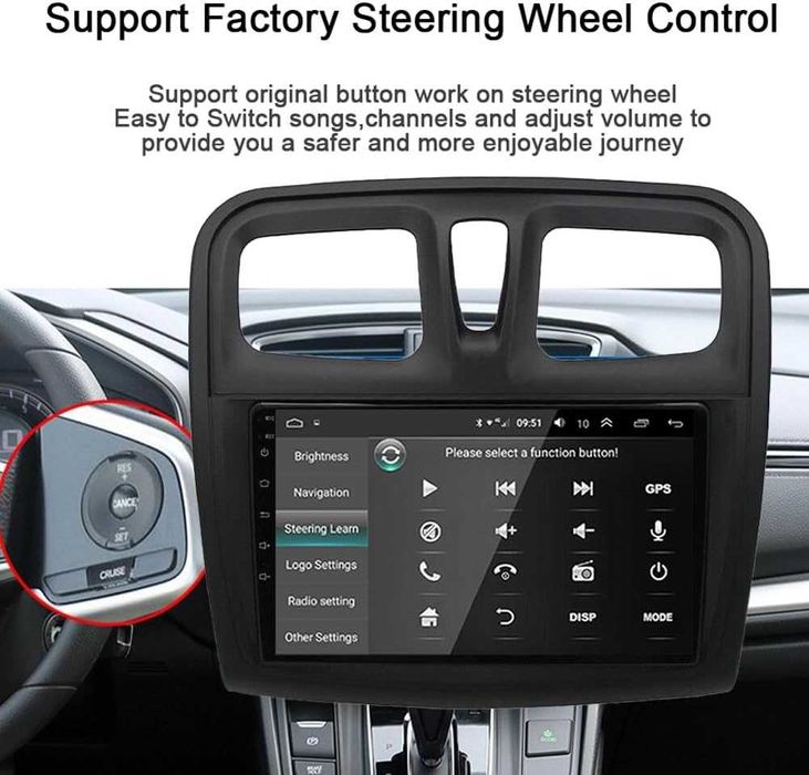 Мултимедия за Dacia Sandero Logan Renault Навигация Android 2DIN ДИН