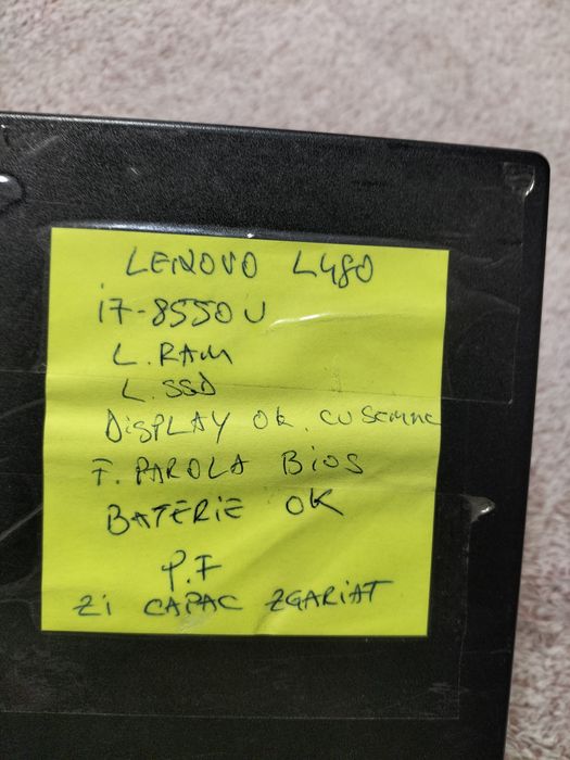 Lenovo L480 ,i7-8550u,8gb RAM,ssd 128gb display 14 fhd  cu urme