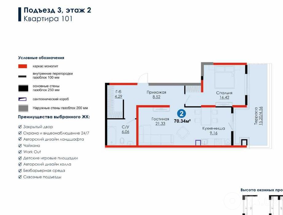 Шикарная 2-комнатная с террасой в Мирабаде | ПВ $19 885 (М)