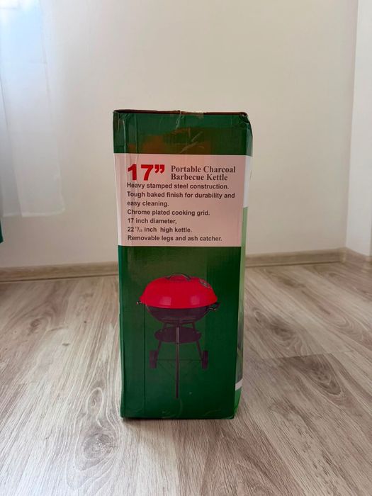 Grătar de grădină pe lemne – oțel, cu capac