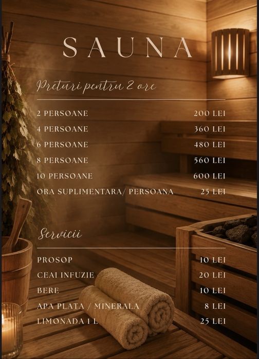 Sauna privata pe lemne cu bazin rece