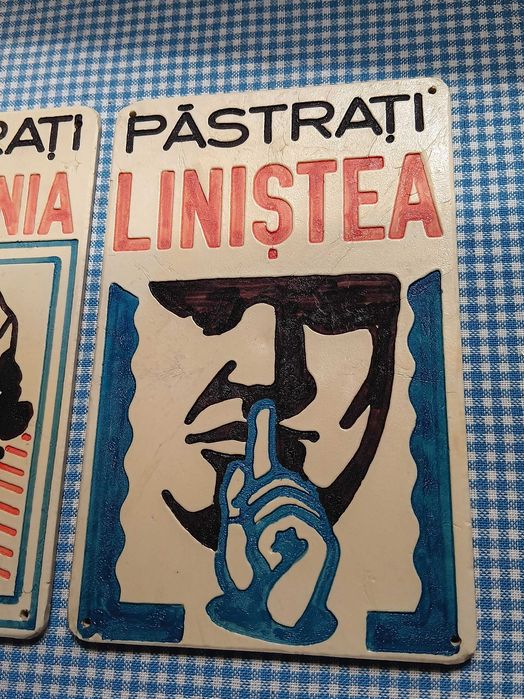 Placute vechi Protectia muncii, reclame vechi Romanesti, de colectie din perioada comunista RSR, Rare