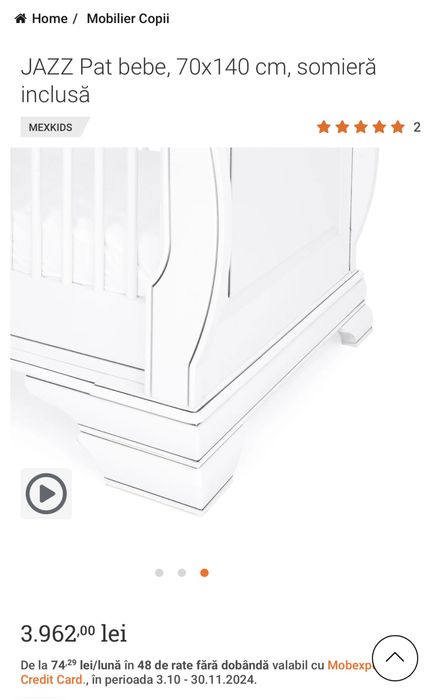 Vand patut bebe Mobexpert si saltea inclusa Mobexpert