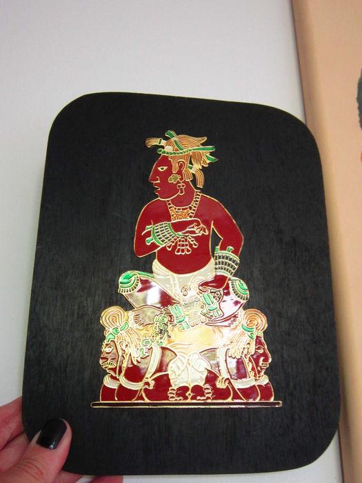 rar cultura Maya tablouri Preoti Mayasi alama email lemn Mexic 1970