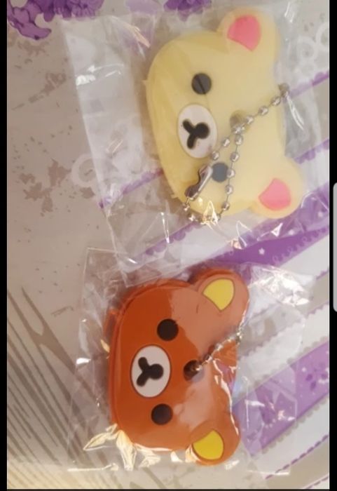 Husa chei breloc rilakkuma ursuleti bej maro set noi