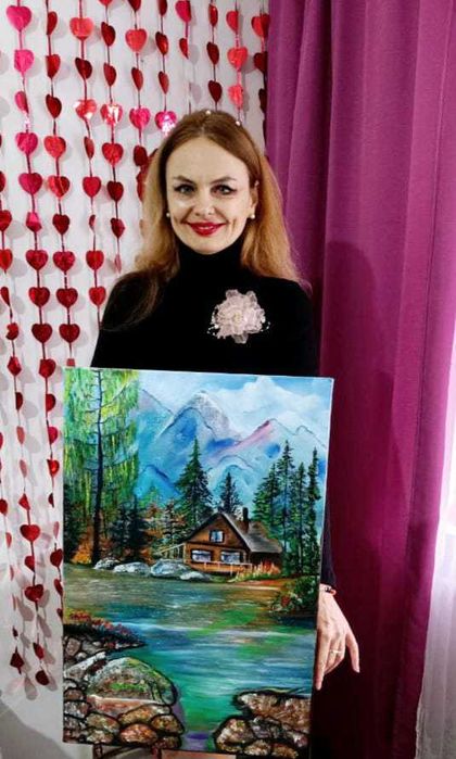 Vând tabloul „Casa lângă lac”