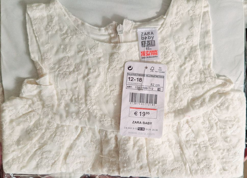 Бяла Дантелена бебешка рокличка ЗАРА