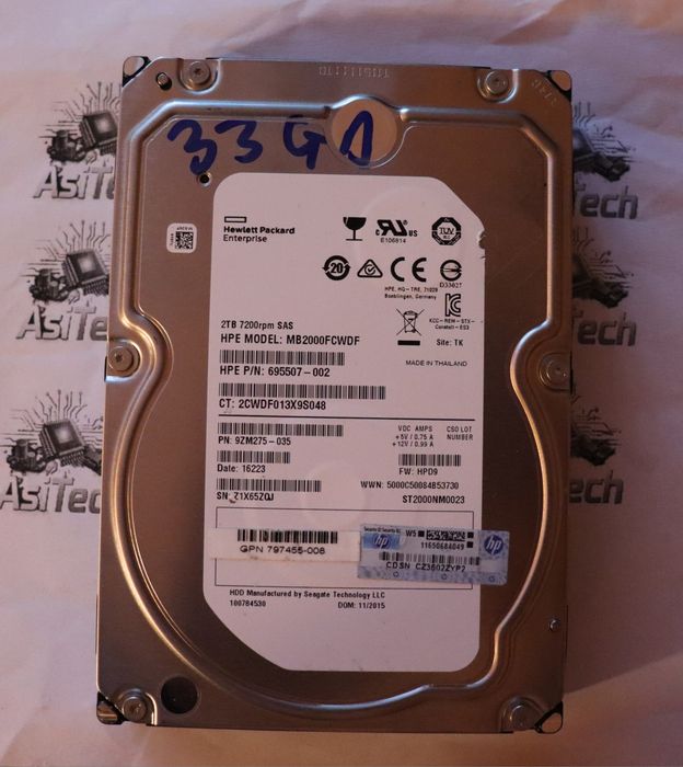 Harddisk Server Sas 3.5" HPE 2Tb 7.2K 6G MB2000FCWDF - cu elemente in grown list