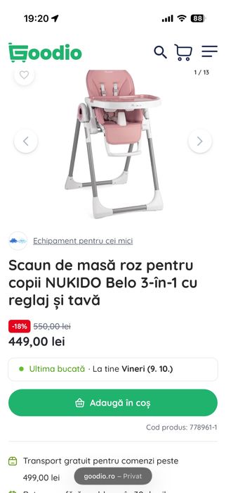 Vand scaun masa Nukido Belo
