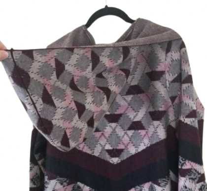 Vertigo Дълга Плетена Жилетка с Качулка L Многоцветна Без Закопчаване