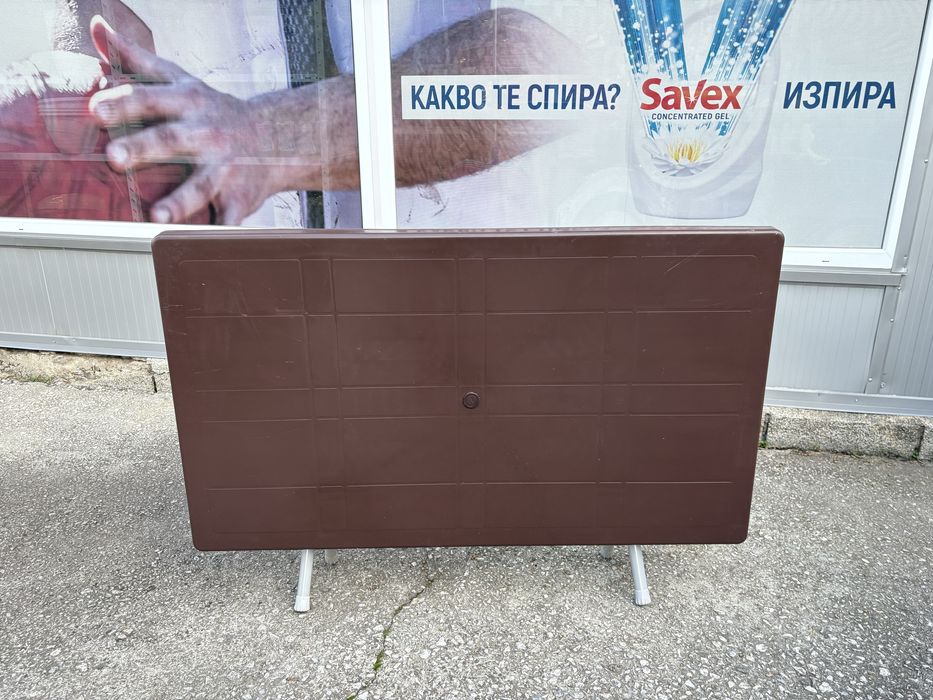 Градинска маса, сгъваема, пластмасова, метални крака, 120х70, 140х80