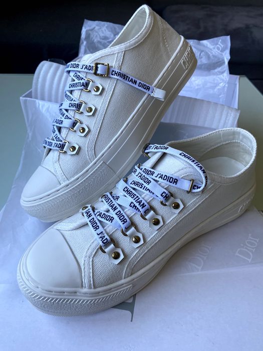 Walk'n'Dior Sneaker, White Cotton Canvas/ Диор Обувки, Бели