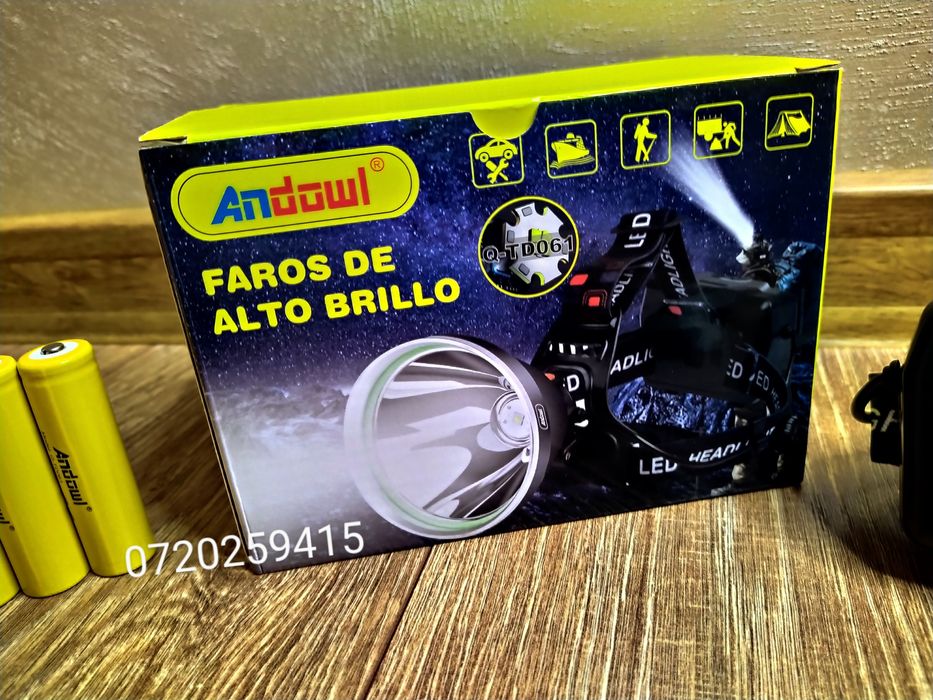 Lanterna Frontala Andowl cu Led P50 Pentru Distante Mari 500 Metri