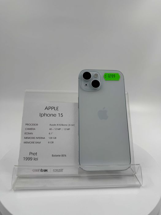 Apple iPhone 15 128 GB 85% bateria Garantie 24 luni CashBox