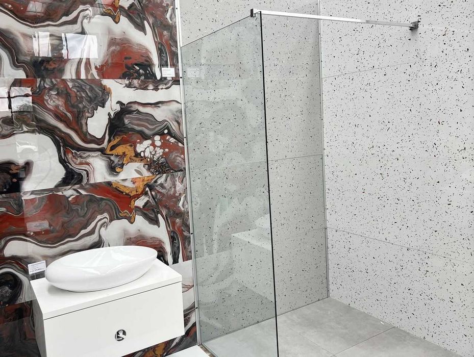 НОВ Параван за баня 8мм H200 Параван с Двоен профил + Рамо Bernard НОВ