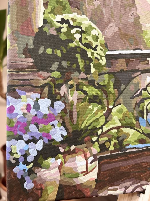 Tablou La castel - pictura pe panza cu vopsea acrilica 40x50 cm