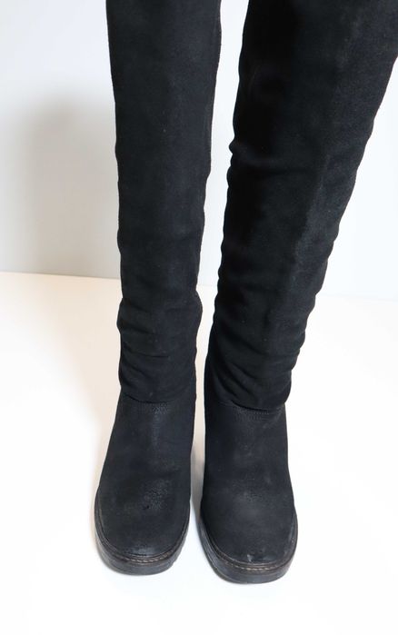 Cizme lungi piele intoarsa Clujana cu toc marimea 38 interior 24 cm