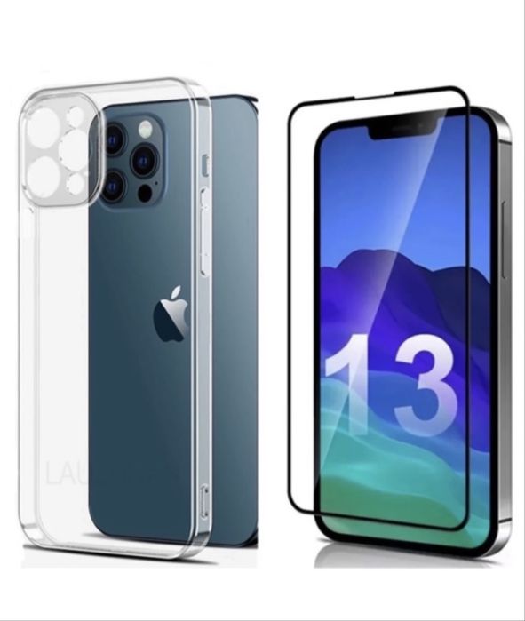 Iphone 14/15/16/17/PRO/MAX Husa TPU Subtire + Folie Sticla Acoperire C