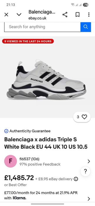 Pantofi sport premium Balenciaga x adidas Triple S