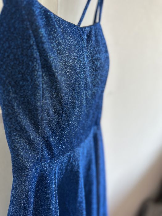 Бална блестяща синя рокля