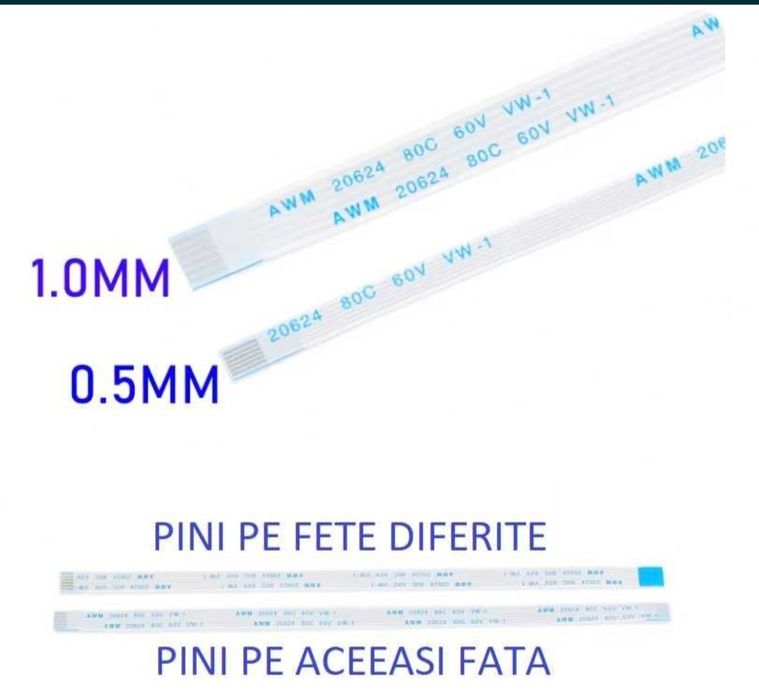 Banda flexibila FFC/FPC, 4-60 pini, pas 0.3; 0.5; 1mm