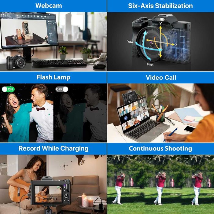 5K цифрова камера, WiFi автофокус, влог камера за YouTube, 48MP камера за фотография и видео