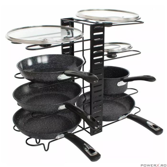 Suport, organizator pentru depozitarea tigailor, oalelor, capacelor,