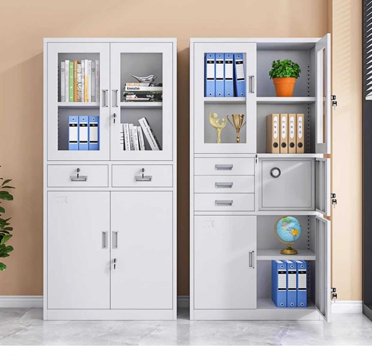 Металлический офисный шкаф/Стальной шкаф с замком и стеклом