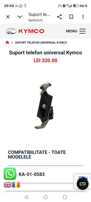 Suport telefon original kymco
