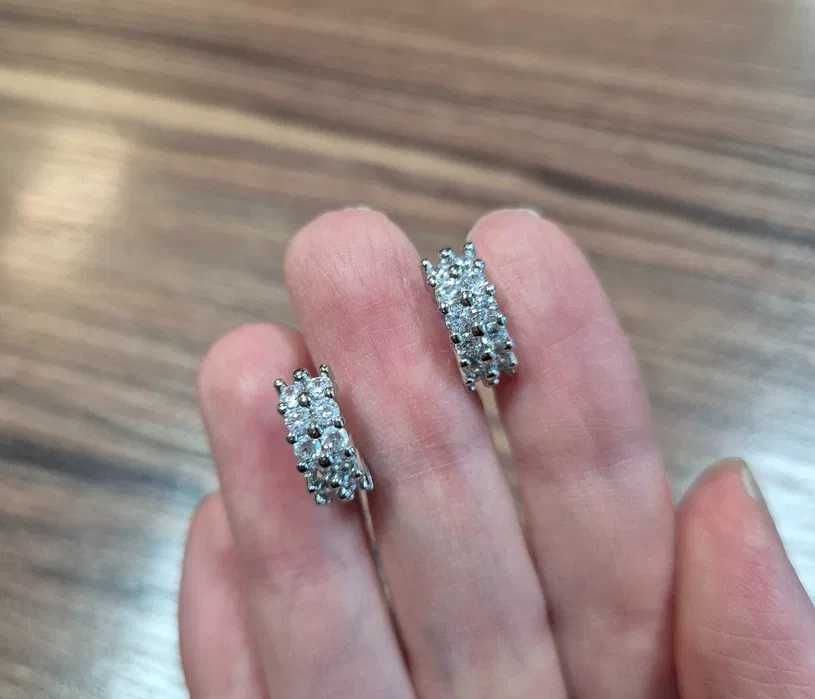 Нови сребърни обици сребърни обеци халки цирконий