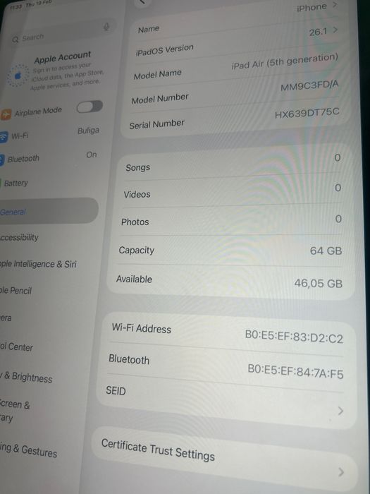 Tableta iPad Air (5th generation) M1 , Gen 5 a